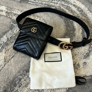 Gucci Marmont Belt and GG Belt Pouch